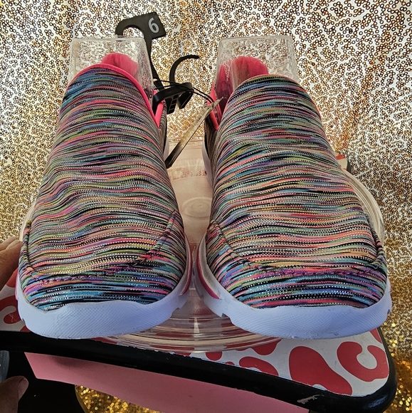 B AVIA Women Slip on Sneaker Shoes Multi Color Pink Black Blue Speckle Size 6 - Picture 6 of 10